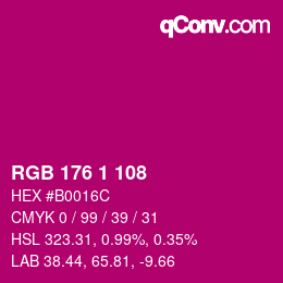 Color code: RGB 176 1 108 | qconv.com
