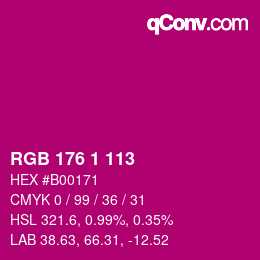 Color code: RGB 176 1 113 | qconv.com