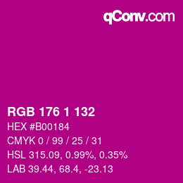 Color code: RGB 176 1 132 | qconv.com