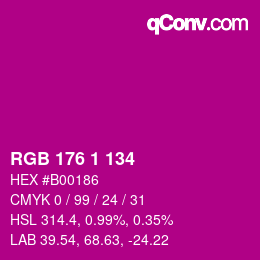 Color code: RGB 176 1 134 | qconv.com