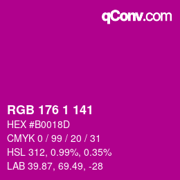 Color code: RGB 176 1 141 | qconv.com