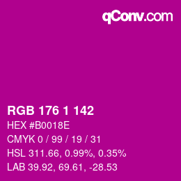 Color code: RGB 176 1 142 | qconv.com