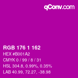 Color code: RGB 176 1 162 | qconv.com
