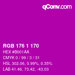 カラーコード: RGB 176 1 170 | qconv.com