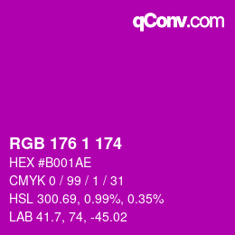 カラーコード: RGB 176 1 174 | qconv.com