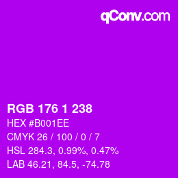 Color code: RGB 176 1 238 | qconv.com