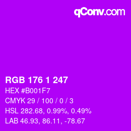 Color code: RGB 176 1 247 | qconv.com
