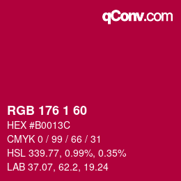 カラーコード: RGB 176 1 60 | qconv.com
