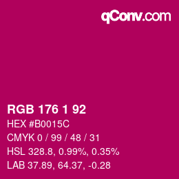 Color code: RGB 176 1 92 | qconv.com
