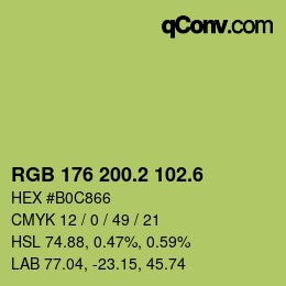 カラーコード: RGB 176 200.2 102.6 | qconv.com