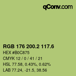 カラーコード: RGB 176 200.2 117.6 | qconv.com