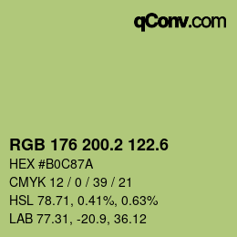 カラーコード: RGB 176 200.2 122.6 | qconv.com