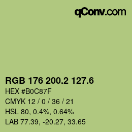 カラーコード: RGB 176 200.2 127.6 | qconv.com