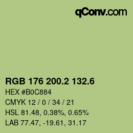 カラーコード: RGB 176 200.2 132.6 | qconv.com