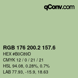 カラーコード: RGB 176 200.2 157.6 | qconv.com