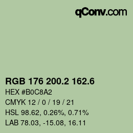 カラーコード: RGB 176 200.2 162.6 | qconv.com