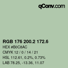 カラーコード: RGB 176 200.2 172.6 | qconv.com