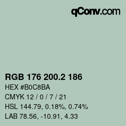 カラーコード: RGB 176 200.2 186 | qconv.com