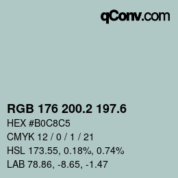 カラーコード: RGB 176 200.2 197.6 | qconv.com