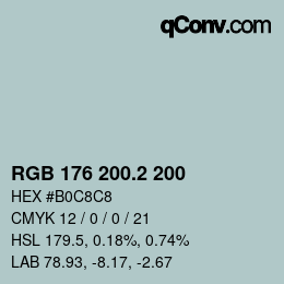 カラーコード: RGB 176 200.2 200 | qconv.com