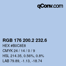 カラーコード: RGB 176 200.2 232.6 | qconv.com