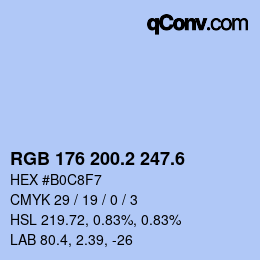 カラーコード: RGB 176 200.2 247.6 | qconv.com