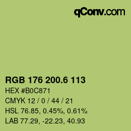 カラーコード: RGB 176 200.6 113 | qconv.com