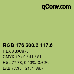 カラーコード: RGB 176 200.6 117.6 | qconv.com
