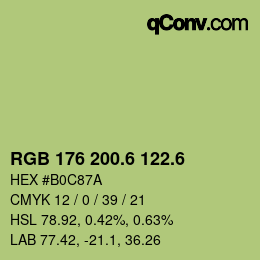 カラーコード: RGB 176 200.6 122.6 | qconv.com