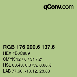 カラーコード: RGB 176 200.6 137.6 | qconv.com