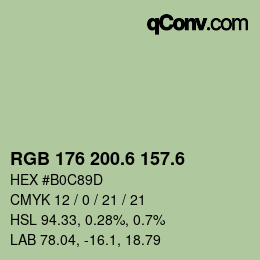 カラーコード: RGB 176 200.6 157.6 | qconv.com