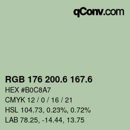カラーコード: RGB 176 200.6 167.6 | qconv.com