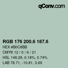 カラーコード: RGB 176 200.6 187.6 | qconv.com