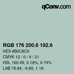 カラーコード: RGB 176 200.6 192.6 | qconv.com