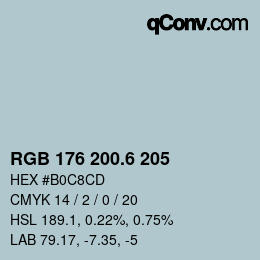 カラーコード: RGB 176 200.6 205 | qconv.com