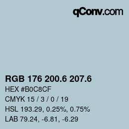 カラーコード: RGB 176 200.6 207.6 | qconv.com