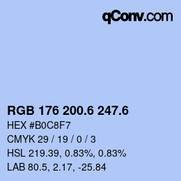 カラーコード: RGB 176 200.6 247.6 | qconv.com