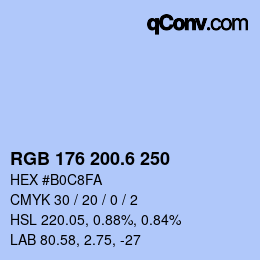 カラーコード: RGB 176 200.6 250 | qconv.com