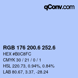 カラーコード: RGB 176 200.6 252.6 | qconv.com