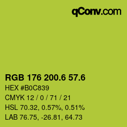 颜色代码: RGB 176 200.6 57.6 | qconv.com