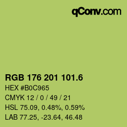 カラーコード: RGB 176 201 101.6 | qconv.com