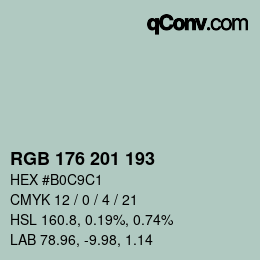 カラーコード: RGB 176 201 193 | qconv.com