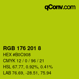 Color code: RGB 176 201 8 | qconv.com