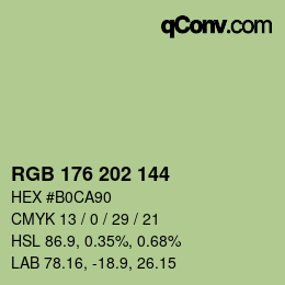 カラーコード: RGB 176 202 144 | qconv.com