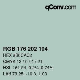 Color code: RGB 176 202 194 | qconv.com