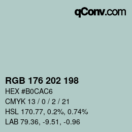 颜色代码: RGB 176 202 198 | qconv.com