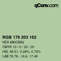 Color code: RGB 176 203 162 | qconv.com