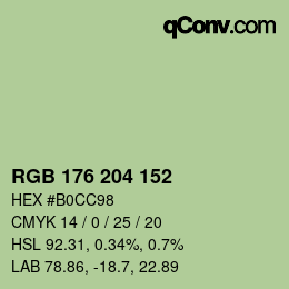 Color code: RGB 176 204 152 | qconv.com