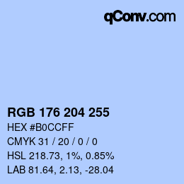 Color code: RGB 176 204 255 | qconv.com