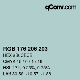 颜色代码: RGB 176 206 203 | qconv.com